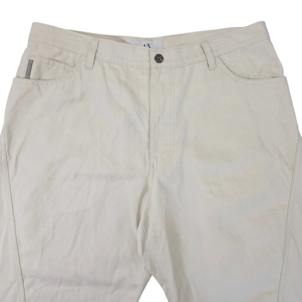 Armani Exchange Mens Khaki Linen Blend Straight Leg‎ Casual Pants Size 36